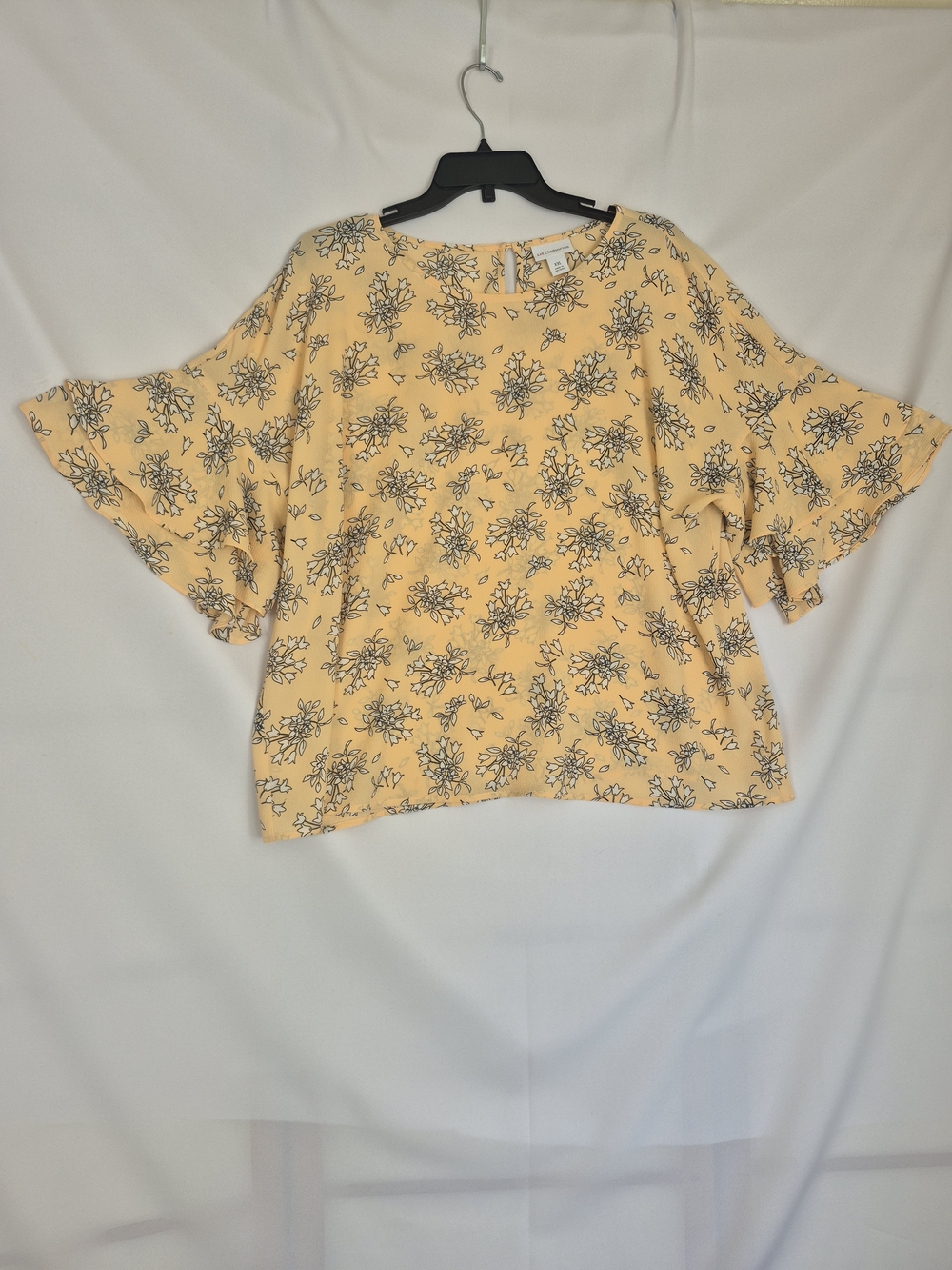 Liz Claiborne Peach Floral Bell Sleeve Blouse